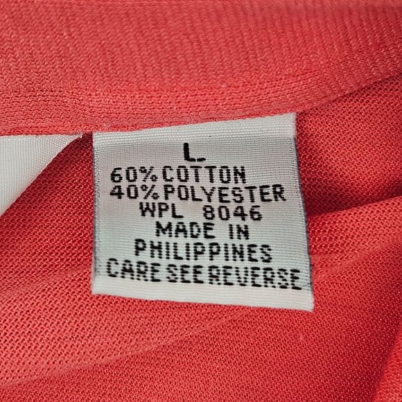 RHM Classic Mens Polo Shirt Size L Coral Solid Short Sleeve Pocket Lightweight - Picture 4 of 10